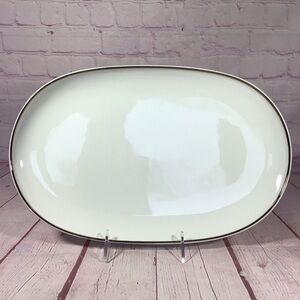 Vintage Schmidt Porcelana Classic White Oval Serving Platter with Silver Trim